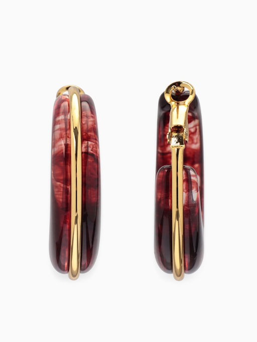 Серьги-кольца акрил «Тренд», бордовые в золоте