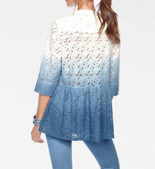 Блузка, бело-синяя - Linea tesini фото 4