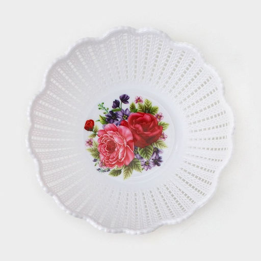 Цена за 3 шт. Ваза для хлеба и фруктов «Вязание», 18×4.5 см, рисунок МИКС, белая