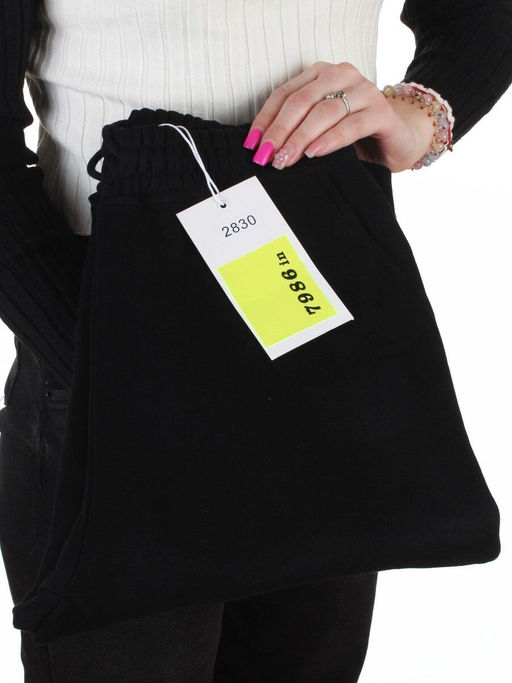 2830 BLACK Брюки спортивные утепленные женские (85% хлопок, 10% полиэстер, 5% спандекс)