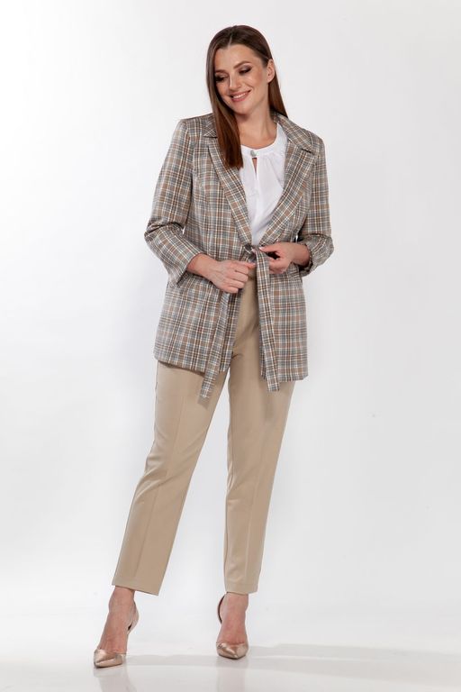 Жакет Belinga 5119 бежевый/клетка фото 3