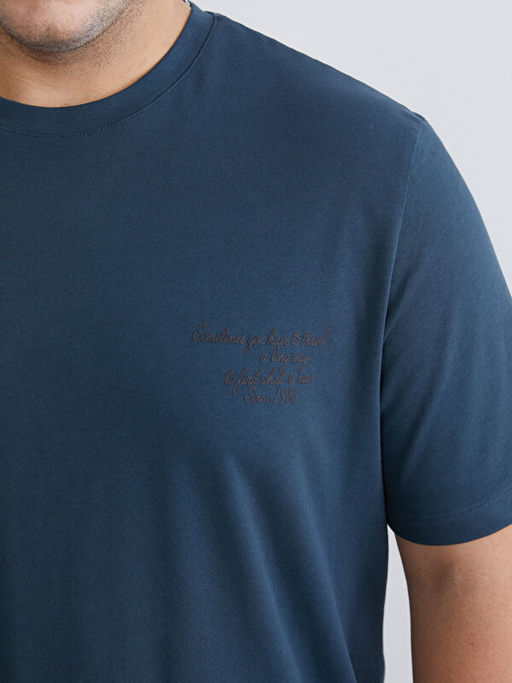 B?y?k Beden Bask?l? Penye Erkek Ti??rt