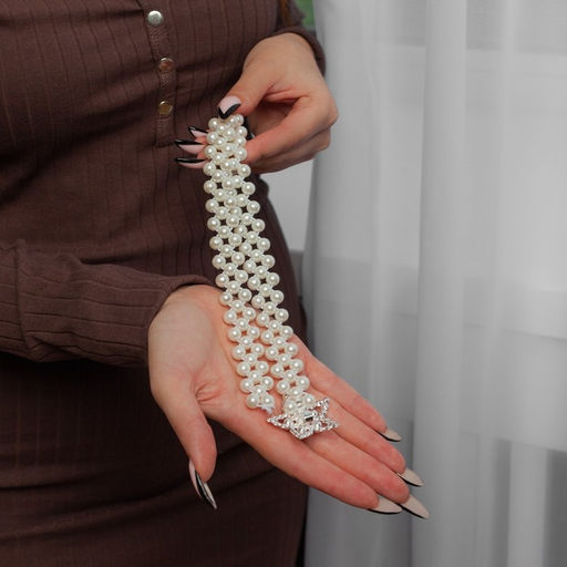 Подхват для штор Звезда, жемчуг на резинке, d = 4 см, 2 43 см, цвет белый - Арт узор фото 5