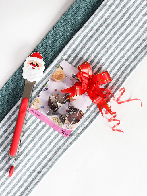 Подарочный набор Щипцы металл силикон 26 см + формочки для печенья/ QT- 907 /уп/ Новогодний - Галеонтрейд фото 2