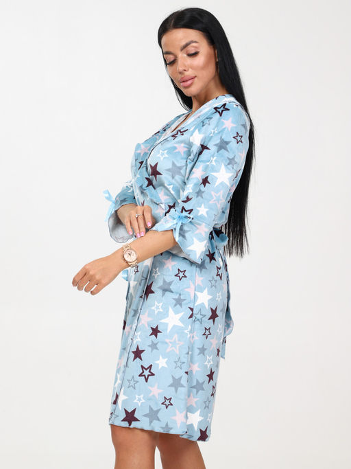 131 ХАЛАТ ЖЕНСКИЙ (Звёзды (голубой)) - А-дина фото 3