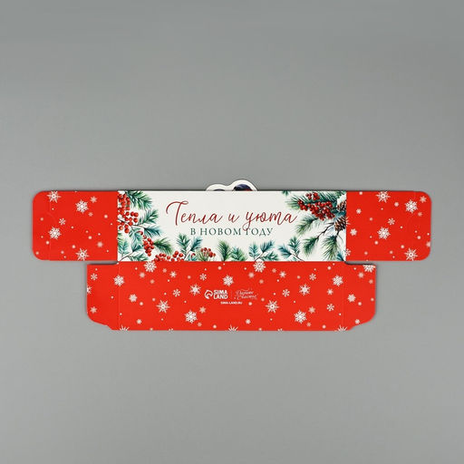 Цена за 5 шт. Коробочка для макарун новогодняя «Снегири», 18×5.5×5.5 см