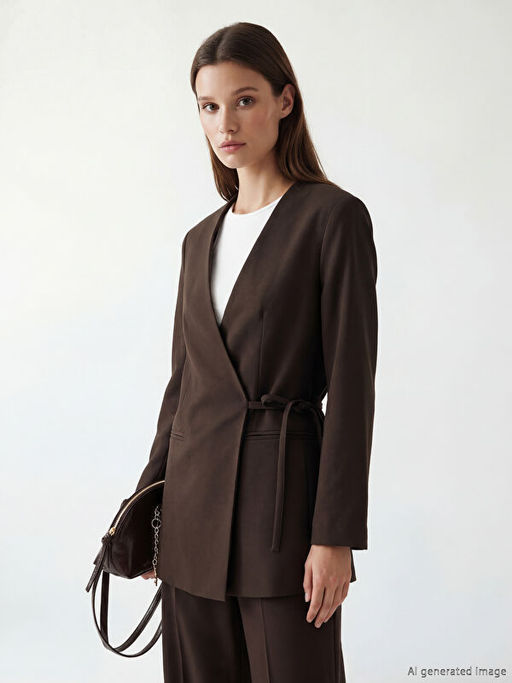 Kruvaze Yaka Kad?n Blazer Ceket