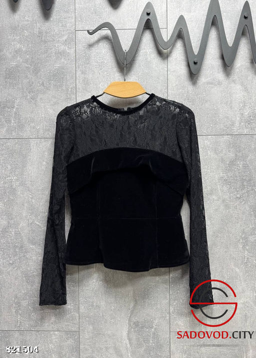 Блузка комбинированная (бархат+кружево)