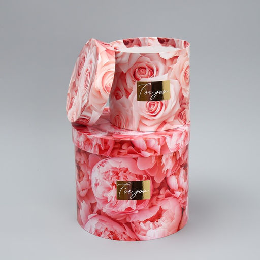 Набор коробок для цветов 4 в 1, упаковка подарочная, Нежные цветы, 14?14?13 см - 20?20?17.5 см