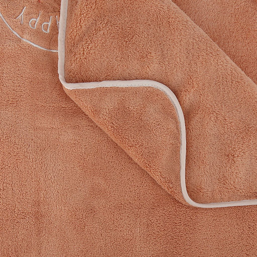 Полотенце из микрофибры "Счастливчик" 70х140см, полиэстер 100%, с вышивкой "Be happy", бежевый (Китай)