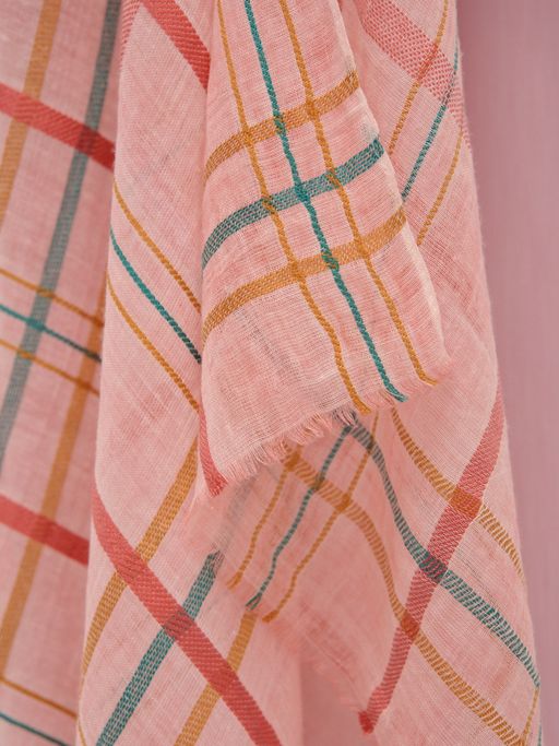 лен с хлопком Большой, красивый двусторонний палантин с необычной выработкой по всему полотну изделия - Tantino фото 3