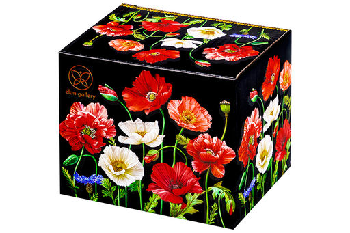 Сахарница 450 мл 15*10*11,5 см "Маки на черном" + ложка NEW BONE CHINA