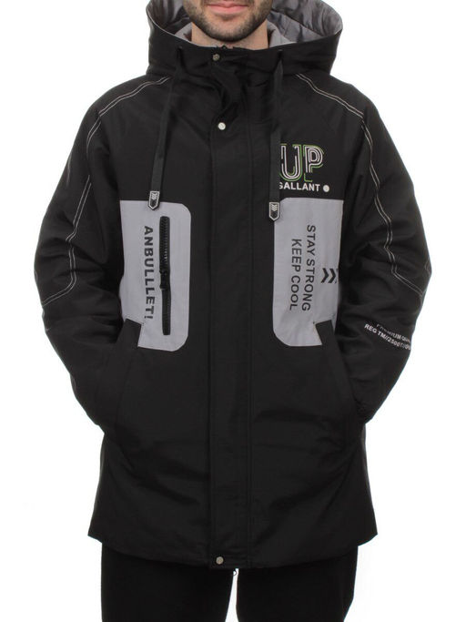 2171 BLACK GRAY Куртка мужская зимняя облегченная (130 гр. холлофайбер)