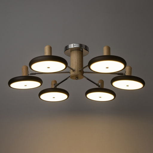Люстра BayerLux «Джулия», 6хLED, 144 Вт, 3000-6000К, черно-хромовый, 80×80×22 см