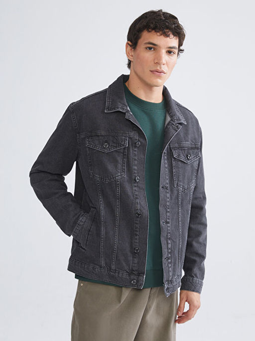 Standart Kal?p Erkek Jean Ceket