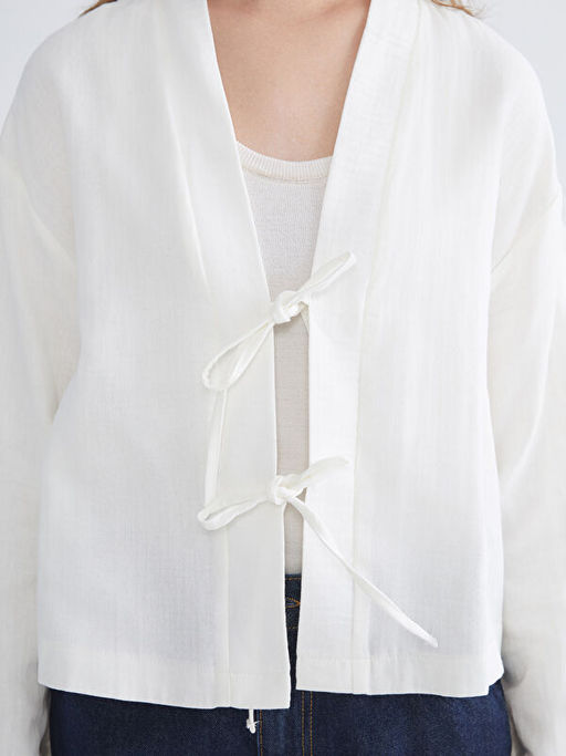 V Yaka Oversize M?slin Kad?n Kimono