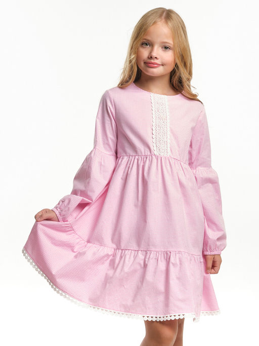 Нарядное платье для девочки модная детская одежда UD 7776 роз клетка - Mini maxi фото 5