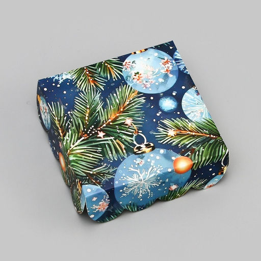 Цена за 5 шт. Коробка для печенья, кондитерская упаковка «Новый год», 9×9×3 см