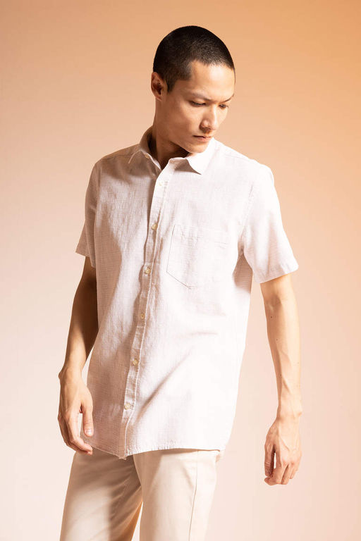 Рубашка стандартного кроя с короткими рукавами из 100% хлопка - Defacto фото 4