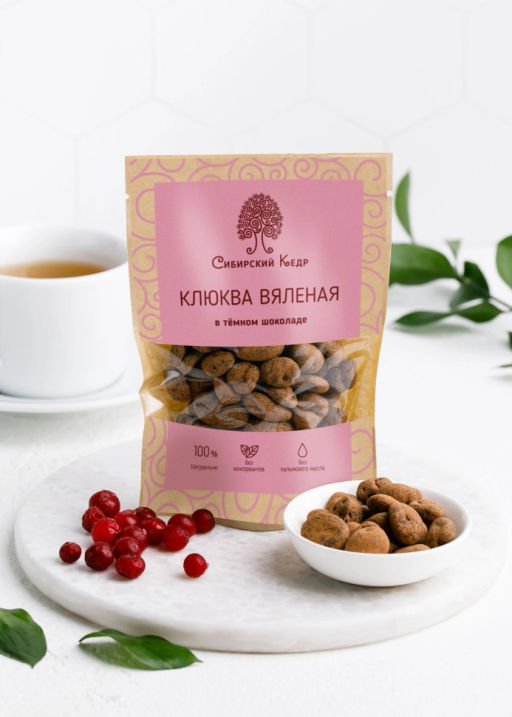 Клюква вяленая в тёмном шоколаде, 60 г - Сибирский кедр фото 3