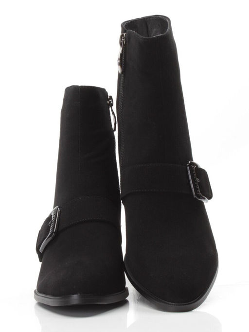 01-PCM347-2 BLACK Ботинки демисезонные женские (натуральная замша, байка)