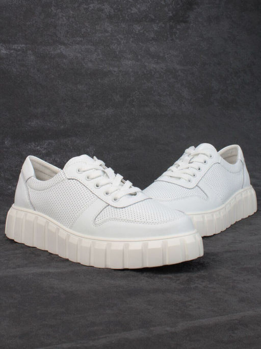 05-PDA97-1 WHITE Кроссовки женские (натуральная кожа)