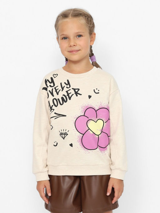 CRB wear/CWKG 63727-13-389 Джемпер для девочки,бежевый меланж/Ex.Cherubino фото 4