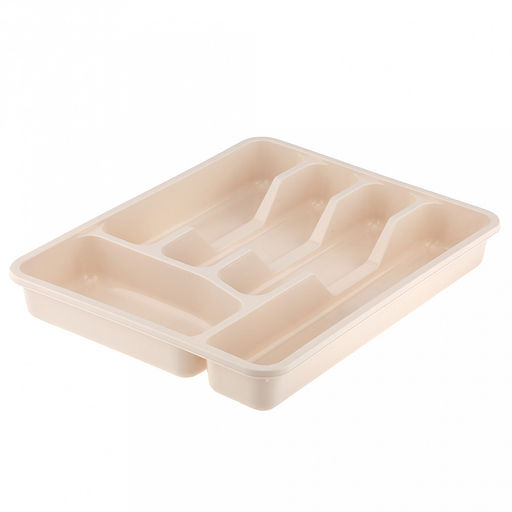 Лоток для столовых приборов пластмассовый 34х27х5см, молочный (Россия)