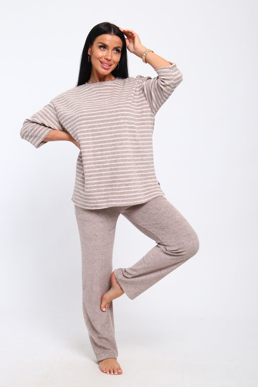 Костюм 375711 домашний махровый в полоску