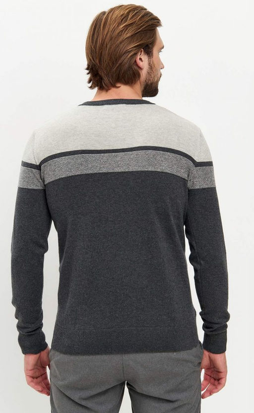 Пуловер мужской с V-образным вырезом F021-15-1723 d.grey - Fine joyce фото 6