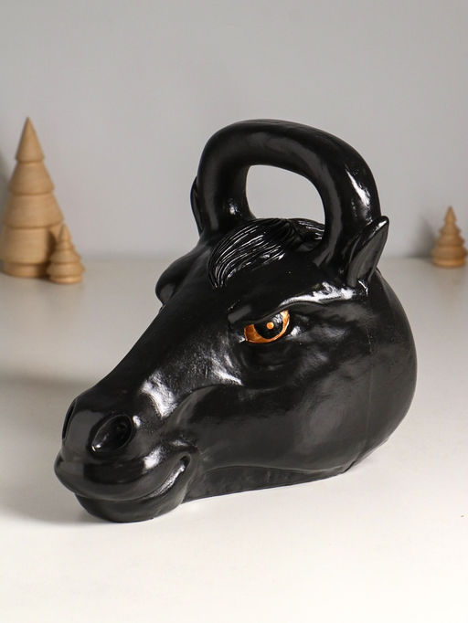 Копилка для денег Гиря конь, гипс, 20.5?25 см, чёрный