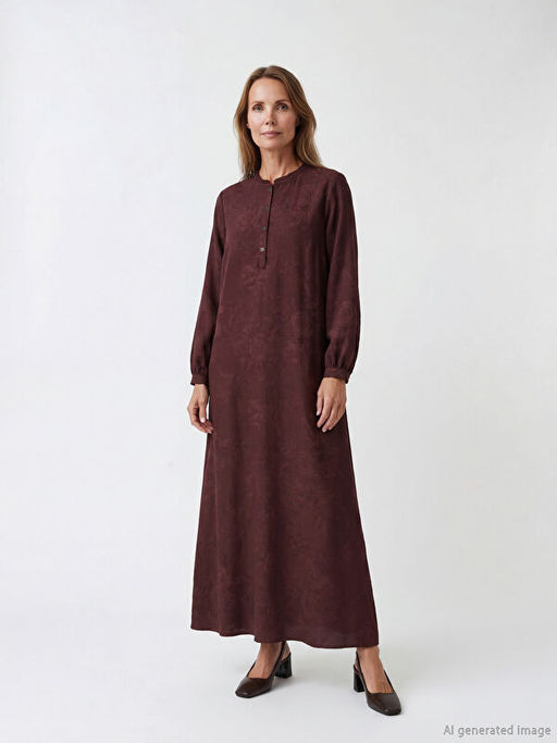 Hakim Yaka F?rf?rl? Desenli Elbise