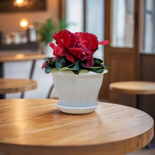 Горшок для цветов пластмассовый "Гамма плюс" 2,0л, д19см, h14,1см, белый (Россия)