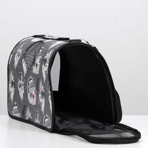 Сумка-переноска каркасная Зимние коты, размер M, 40 х 21 х 27 см - Пижон фото 5