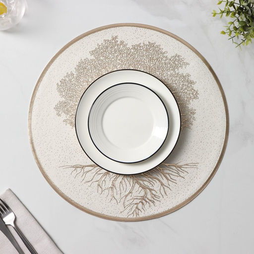 Набор салфеток сервировочных Доляна Древо, 2 шт, d=38 см, цвет бежевый  фото 5