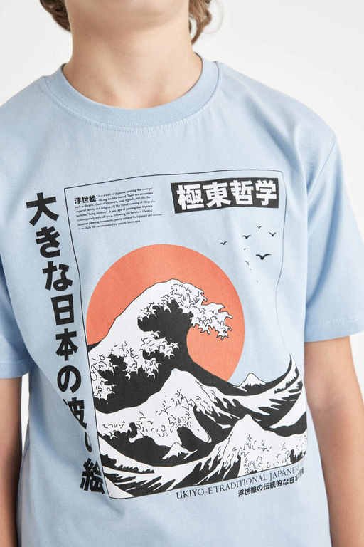 Футболка с короткими рукавами и круглым вырезом для мальчиков с принтом - Defacto фото 5