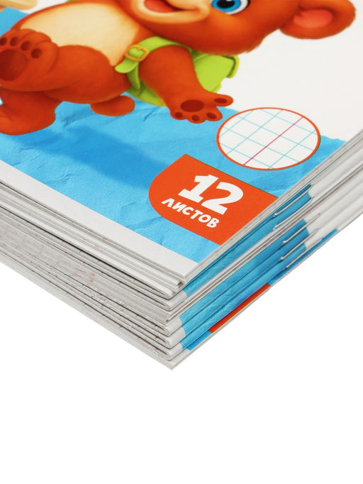 Тетради 10 штук 12 листов в клетку Calligrata KIDS, блок №2, 5 видов