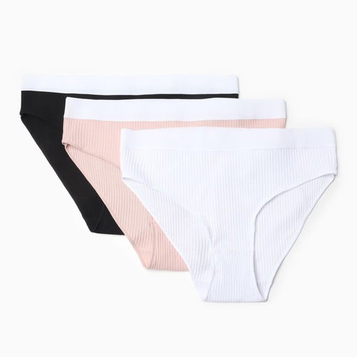 Набор трусов слипы MINAKU рубчик размер 44-46 (белый, бежевый, чёрный) 3 шт.