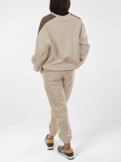 3160/3161 BEIGE/BROWN Костюм спортивный женский (95% хлопок, 5% эластан)