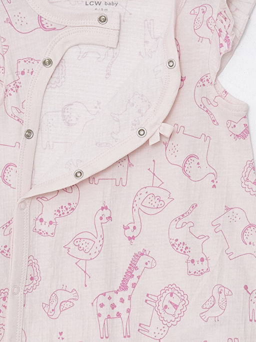 Bisiklet Yaka K?sa Kollu Bask?l? K?z Bebek Tulum - Waikiki фото 3