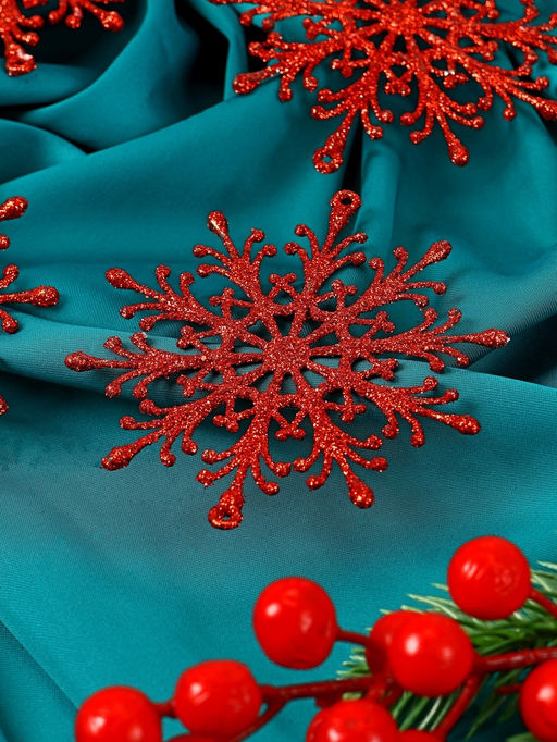 Цена за 3 шт. Ёлочные игрушки набор 4 шт. Зимнее волшебство. Снежинка, d=9 см, МИКС фото 5