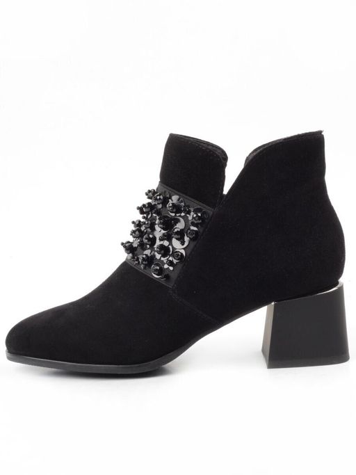 01-CGXM12-2R BLACK Ботинки женские (натуральная замша, байка) - Фабричный китай фото 13