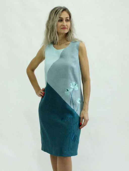 100% ЛЁН Платье ПОЛУПРИЛЕГАЮЩЕЕ - Елецкие узоры фото 8