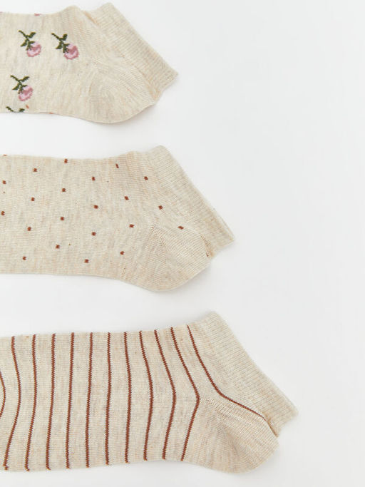 Desenli Kad?n Patik ?orap 3l?