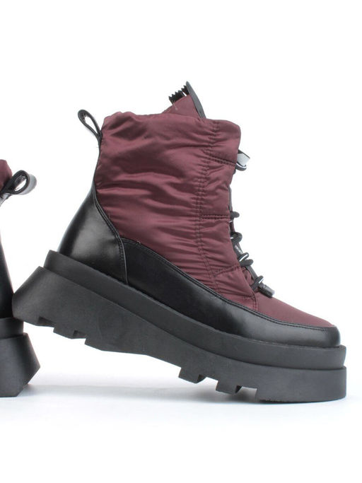 02-FAS16-4Z VINOUS/BLACK Дутики женские (искусственная кожа, плащевая ткань, шерсть) - Фабричный китай фото 14