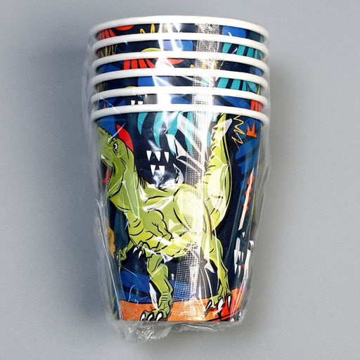 Стакан одноразовый бумажный "Джунгли" 250 мл, набор 6 штук