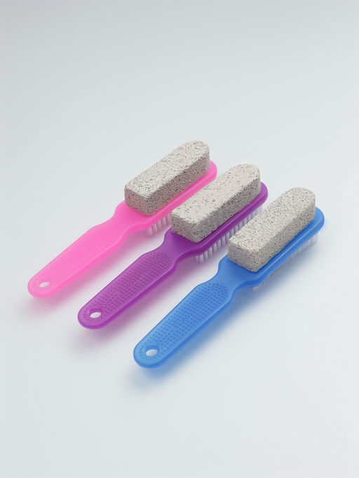 Пемза для педикюра, с щёткой, двусторонняя, 15.5 см, МИКС