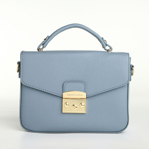 Сумка женская мессенджер TEXTURA на клапане, 23×6×17 см, голубая