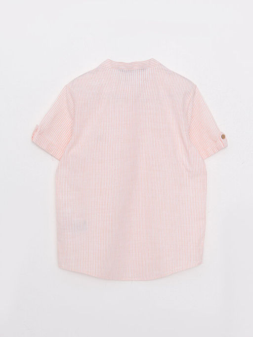 Hakim Yaka ?izgili K?sa Kollu Poplin Erkek ?ocuk G?mlek - Waikiki фото 2