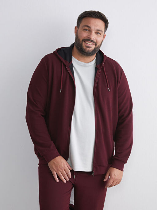 Kap??onlu Uzun Kollu Erkek Fermuarl? Sweatshirt